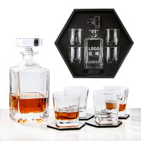 Ensemble de bouteille de whisky carrée lisse avec logo personnalisé et verre, 1 pièce, plateaux modernes pour cocktails et collations, boîte cadeau, accessoires de bar