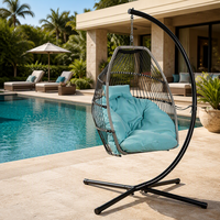 Fauteuil suspendu pliable haut de gamme en rotin pour extérieur, chaise œuf suspendue pliable, balançoire de jardin, fournisseur de mobilier de jardin