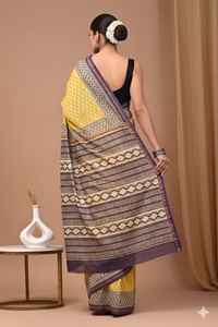 Sari en soie Chanderi de luxe, élégant, traditionnel, look royal, pour festivals, mariages, fêtes, vente en gros et exportation. - Product Image 3