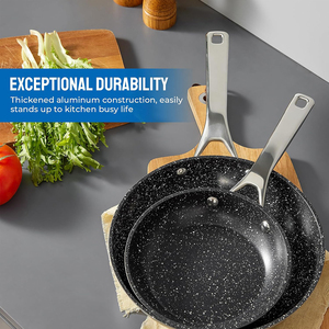 Juego de Utensilios de Cocina Moderno de 10 Piezas de Aleación de Aluminio con Tapas de Vidrio, Revestimiento Cerámico Antiadherente, Asas de Acero Inoxidable, Apto para Inducción y Horno - Product Image 3