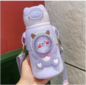 <b>Cute</b> Portable Stainless Steel Vacuum Water Bottle Kids Dinosaur Thermos <b>Mug</b> Straw Acrylic Leak-Proof 6-12 Hours Insulation Back - Product Image 6