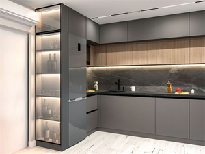 Cbmmart Tùy chỉnh cao cấp đơn giản Thiết kế hiện đại tủ bếp kim loại rắn ván ép thiết lập với chìm đảo phụ kiện - Product Image 2