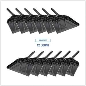 Balai à poussière en acier noir de calibre 20 Boardwalk, 12 po x 14 po, manche de 2 po avec balai en fer pour usage domestique et jardinier, 12 par carton - Product Image 6