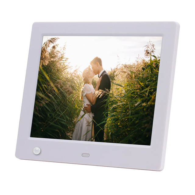 Hot Selling 8 Inch Digital Picture Frame with Remote Control Motion Sensor Photo/Video/Music Play Function Clock