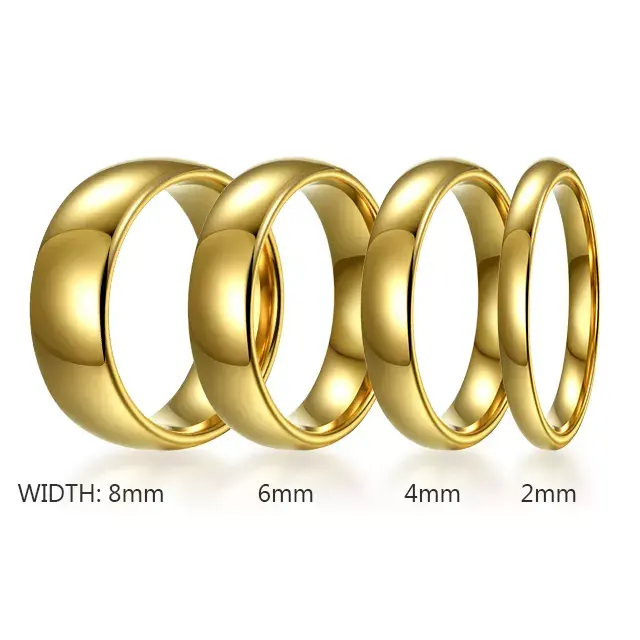 Best Selling Custom 4mm 8mm High Polish Dome Jewelry Carbide Gold Ring 18k Tungsten Carbide Steel Ring For Wedding Rings