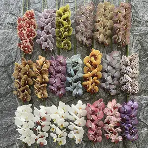 9 꽃 나비 꽃 3D 리얼 터치 96cm 인공 난초 꽃