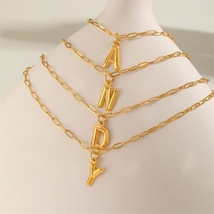 Collar de cadena de eslabones tipo clip con cierre OT simple para mujer, con colgante de letra, collar minimalista con inicial del alfabeto - Product Image 2