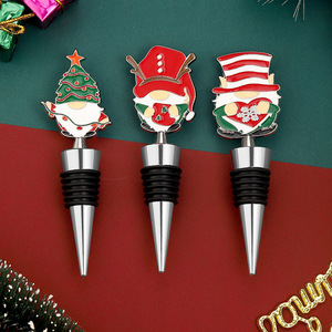 Bouchons de bouteille de vin de Noël en métal, scellants pour bouteilles, décorations de fête de fin d'année, style A B C, design frais et mignon - Product Image 4