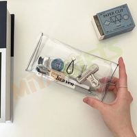 Étui à stylos personnalisé transparent, rangement pour stylos, autocollant, porte-crayons, étui de rangement minimaliste en plastique transparent avec cordon élastique