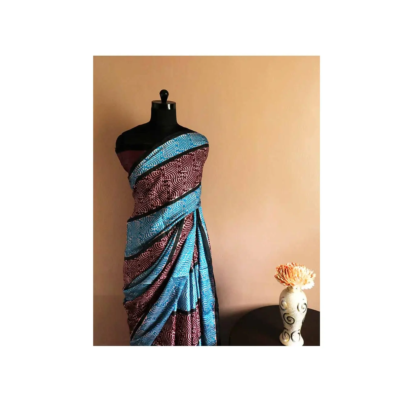 Novas coleções mão bloco impresso puro Desi Tussar Silk Saree com tecido macio e confortável disponível na exportação