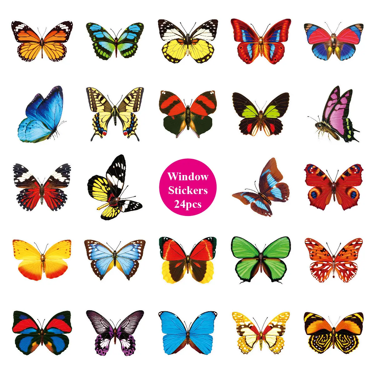 Colorful Butterfly Window Clings Double-Sided Anti-Collision Window Decals Glass Butterfly Cling Stickers for Home Decor