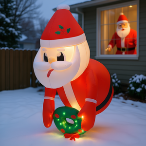 Santa Claus Inflable con Corona de Luces LED de 3 pies, Decoración Navideña para Jardín y Fiestas - Product Image 2