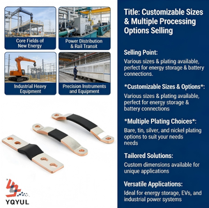 YULIAN Custom Tinned Copper Bus Bars with Round Holes for Electric Vehicles Insulated Flexible Copper Busbars - Product Image 1