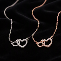 Collier pendentif cœur en zircon, argent sterling 925, design entrelacé, 10x15mm, cadeau pour femme