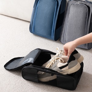 Shoe Storage Bag Oxford Cloth Zippered Portable Sports Shoe Carrying Case Black - Product Image 1