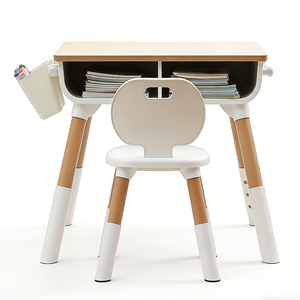 Set Scrivania e 2 Sedie per <span class=keywords><strong>Bambini</strong></span>, Mobili per Studio e Apprendimento, per Camera da Letto e Soggiorno, Uso Domestico Durevole in <span class=keywords><strong>Legno</strong></span> - Product Image 5