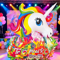 Panneau publicitaire gonflable tête de cheval de dessin animé pour fête foraine, mascotte géante cheval arc-en-ciel, accessoire mural gonflable