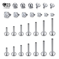 Piercing de Titanio ASTM F136 con Rosca Interna para Labret, Tragus, Helix, Conch, Labio - Joyería Corporal