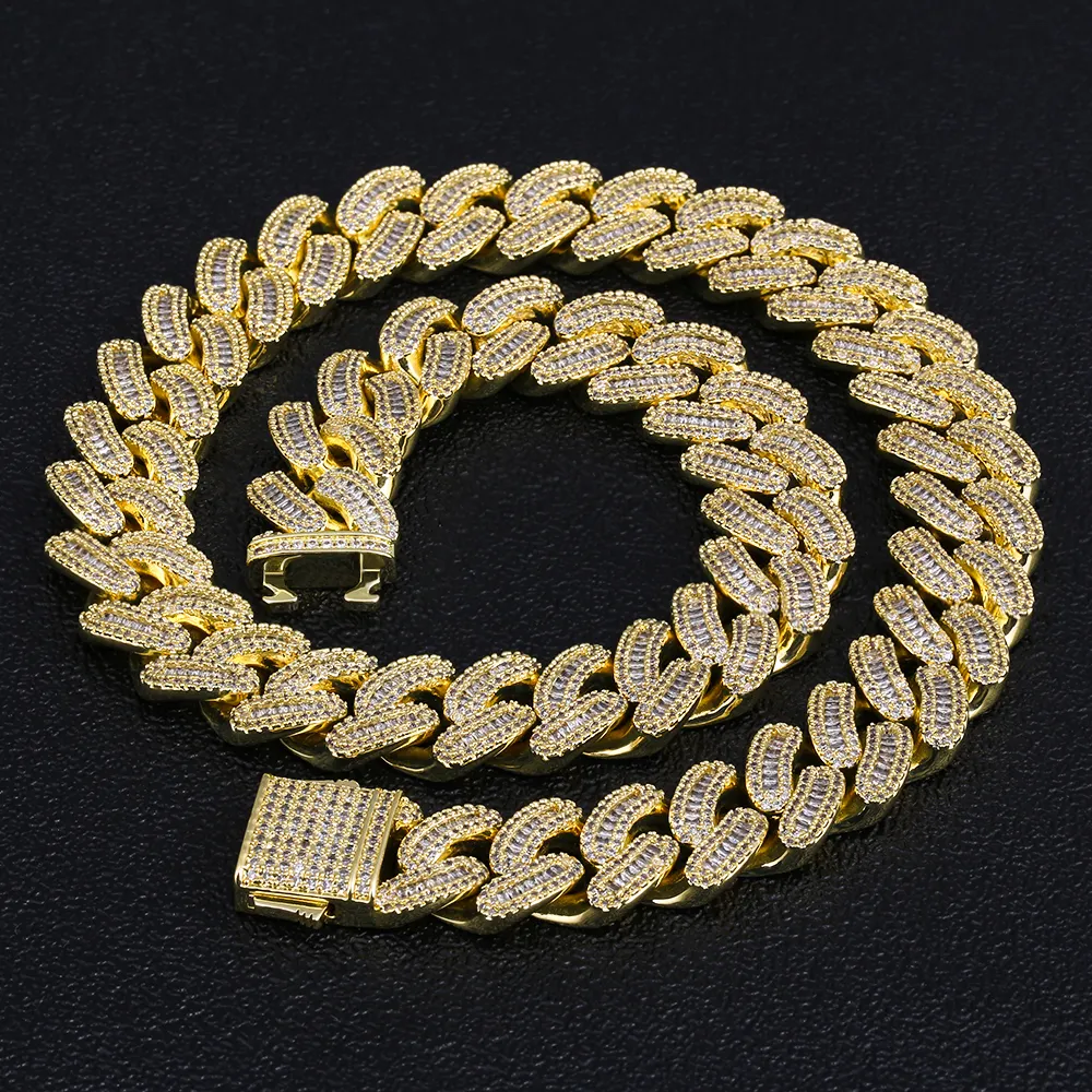 KRKC 16ミリメートル22インチMiami Hip Hop Jewelry 14 18k Gold Plated Big Iced Out CZ Cuban Link Chain