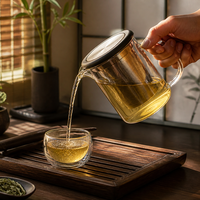 Mug à thé en verre borosilicate de 500 ml avec infuseur en acier inoxydable amovible et couvercle, tasse à thé en verre résistant à la chaleur pour le thé