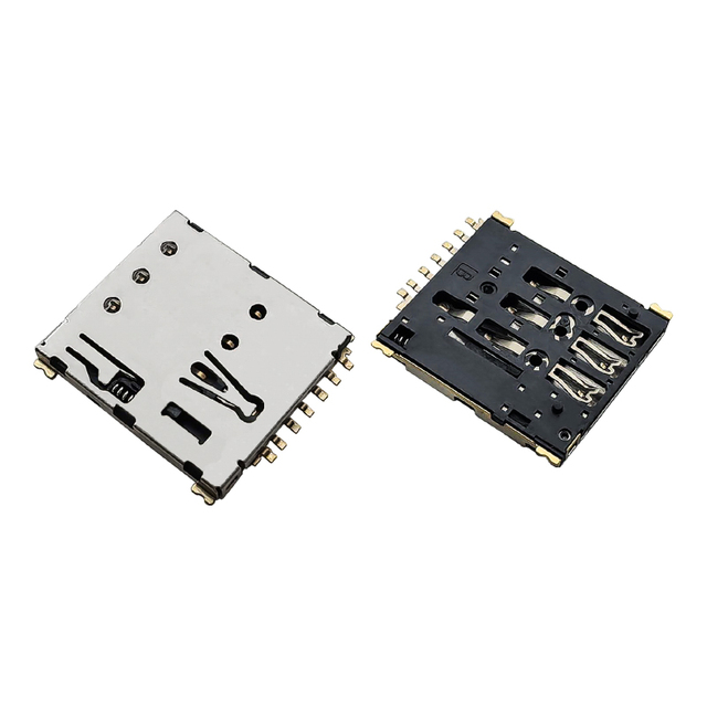 TETULL6+1P Push-Push NANO SIM Card Socket 1.37mm Height Normally Open Detection Pin Locating Posts for 5G Smartphone IoT Devices
