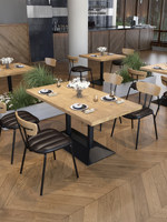 Table à manger carrée en pin massif antique - Mobilier multifonctionnel pour la restauration commerciale, idéal pour les restaurants occidentaux