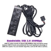 USB 2.0 9-Pin Hub Header Splitter 1 ke 4 Port dengan Kabel Daya SATA IDE Molex untuk Kipas CPU Komputer Lampu RGB Printer Penerima WiFi