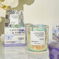 Le plus récent gros de luxe parfum de maison cadeau chambre arôme personnalisé holographique verre roseau diffuseur cire de soja ensemble de bougies parfumées