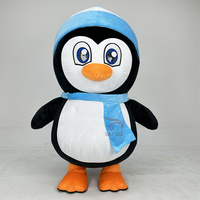 Costume de mascotte gonflable pingouin, 2/2,6 m de haut, avec chapeau en peluche bleu, costumes de dessin animé gonflables pour événements