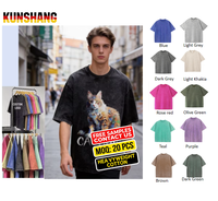 T-shirts pour hommes en coton épais de haute qualité, délavés à l'acide, respirants, à manches courtes, style streetwear américain, imprimés, coupe oversize