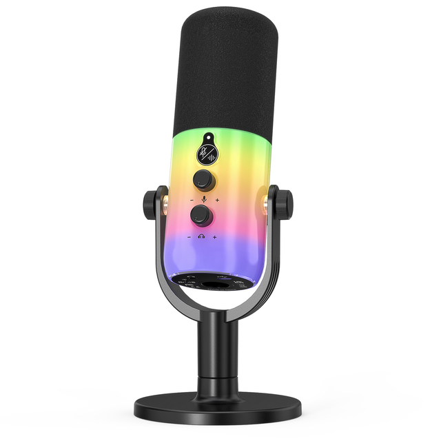 2025 New Professional Vocal USB XLR Podcast RGB Shell Gaming Dynamic Microphone for Recording with Stand