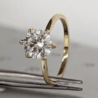 3 Karat Runder Sechskrallen-Solitär Labor-Gezüchteter Diamant-Verlobungsring 10K/14K/18K Massives Gelbgold IGI-Zertifiziert CVD/HPHT Maßanfertigung