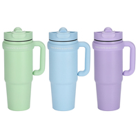 Bouteille d'eau isotherme de voyage Olerd 30oz en acier inoxydable avec paille – Tasse à café thermique classique et élégante de haute qualité pour voiture