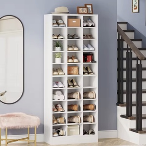 Meuble de rangement à chaussures style ferme, 10 niveaux, en bois et métal, pour entrée, couloir, placard, vente en gros d'usine, personnalisable OEM, grande capacité - Product Image 3