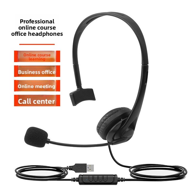 Cross-border Best-selling Lightweight On-ear Wired Headset for Call Center Agents USB Headset Microphone Plastic Material Logo
