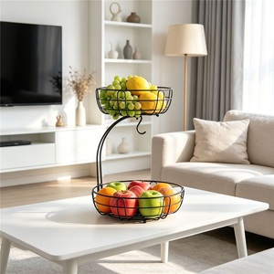 Cesta de frutas clásica de 1 nivel de hierro forjado lacado, cesta de almacenamiento de aperitivos para el hogar y restaurante, bandeja portátil de almacenamiento de frutas para escritorio - Product Image 5