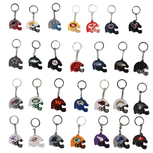 사용자 정의 로고 열쇠 고리 액세서리 고무 2D 열쇠 고리 도매 저렴한 맞춤형 NFL 축구 열쇠 고리