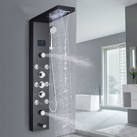 Ensemble de robinets de douche à lumière LED pour salle de bain Système de panneau de douche à effet de pluie à LED Mélangeur d'eau pour baignoire Massage SPA Écran de température
