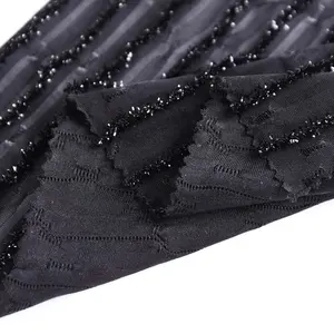Popular cheap black jacquard 100 percent 600d polyester fabric for party dress