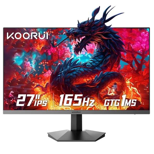 KOORUI GN06 27 Inch IPS 165Hz Super Thin Frameless LED PC Gaming Monitor HD Interface 100% SRGB 1ms Response Time Black 16:9