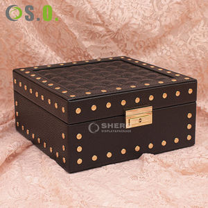 Boîte de rangement à bijoux de voyage portable de luxe en cuir PU personnalisée en usine, légère, pour boucles d'oreilles et colliers, avec serrure - Product Image 4