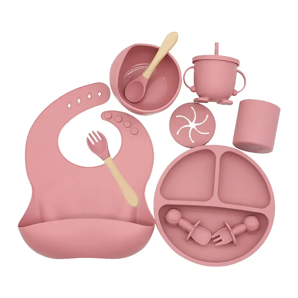 T USSE New Arrival Umwelt freundliche ungiftige starke Saugnäpfe Schüssel Löffel Set Fütterung Lätzchen Baby Silikons chale und Teller