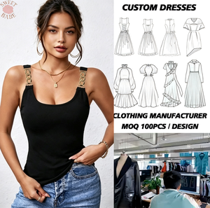 Black Fitted U-Neck <b>Camisole</b> Tank Top with Thick <b>Gold</b> Metal Chain Shoulder Straps - Product Image 1
