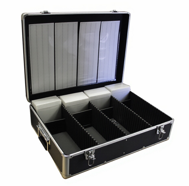 Aluminum CD DVD Storage Case for CD Jewel Cases Case with Solid Dividers Ans Position Adjustable Stoppers
