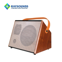 Amplificateur de guitare acoustique portable 40W 8 pouces rechargeable, enceinte en bois pour buskings avec double entrée guitare