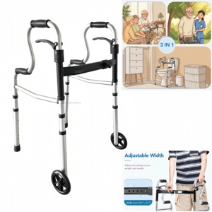 Déambulateur léger avec roues - Déambulateur pliable - Hauteur réglable - Mécanisme de pliage simple à un bouton - Product Image 1