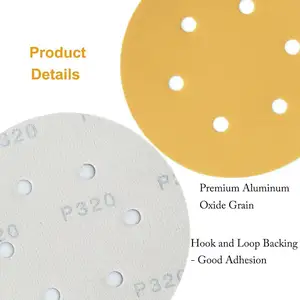 USA Warehouse 24h Shipping 50PCS 6 In 6-Hole Sanding Discs 320 Grit Hook Loop Abrasive Sand Paper