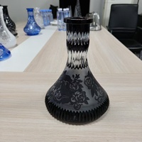 Base de chicha en verre sculptée à la main de 25 cm, noire, accessoires de chicha, vente en gros d'usine, pour bar à chicha