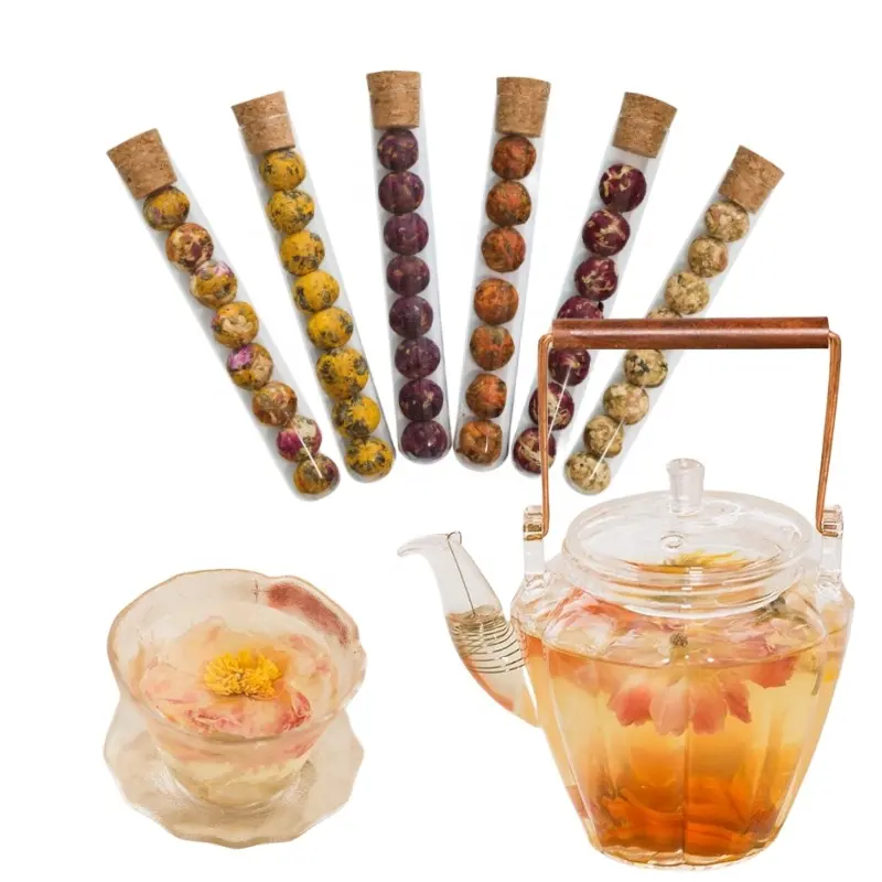 4 bola dalam tabung uji coba pendek dekorasi indah nyaman campuran bunga teh bola naga