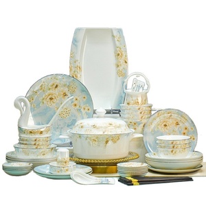 Service de table européen de luxe léger en céramique de Jingdezhen, vaisselle en porcelaine fine, vente en gros, cadeau, LOGO personnalisable - Product Image 5